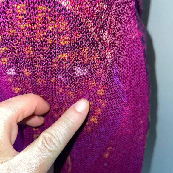 Custo Barcelona Vintage Y2K Slip Dress Size Large Mesh Overlay Magenta Purple - Picture 11 of 13